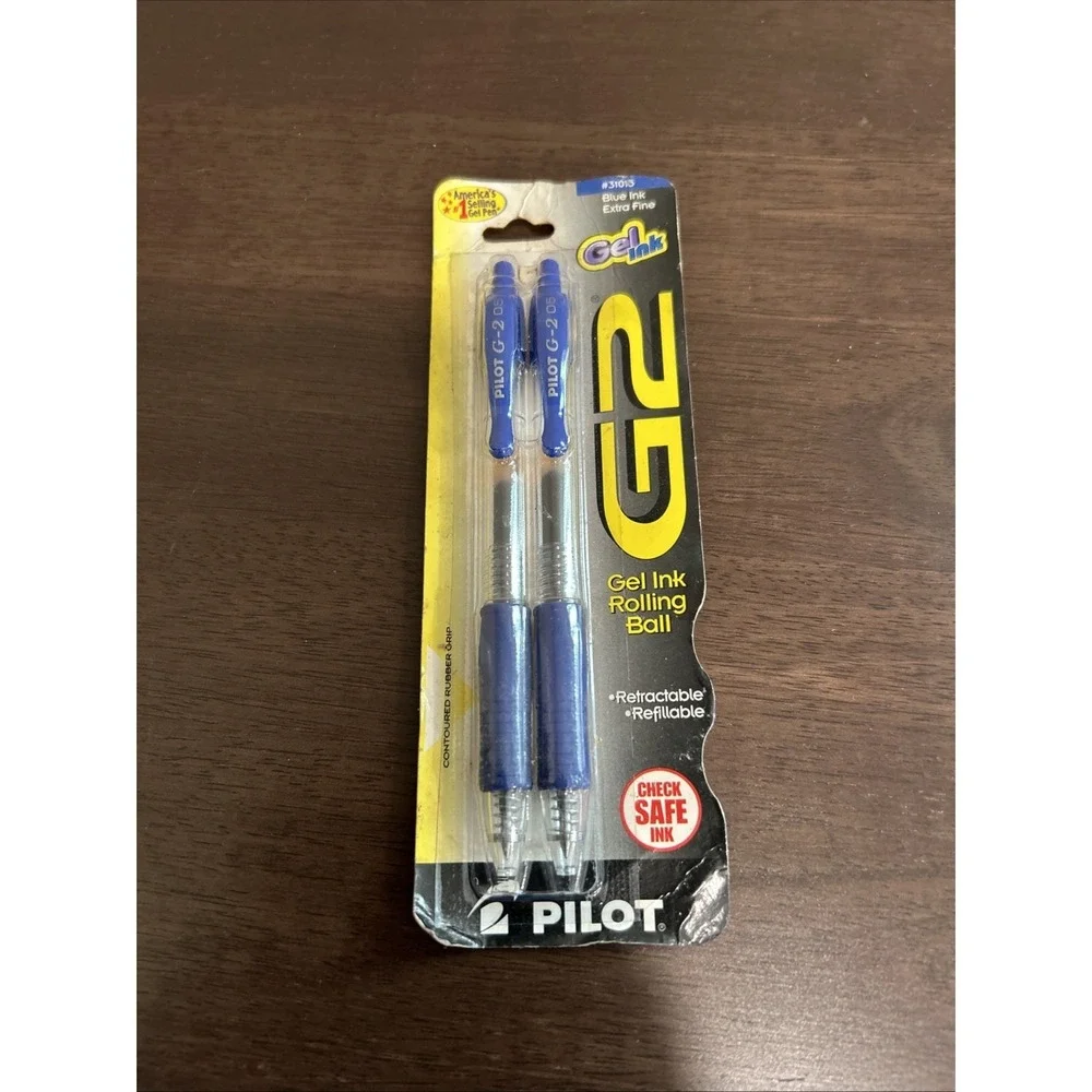 Pilot G2 Retractable Premium Gel Ink Roller Ball Pens Bold Point 2 Pk Blue Ink 1